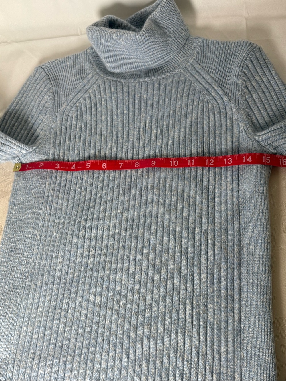 Club Monaco Blue Ribbed Wool Blend Turtleneck Sweater M - Picture 5 of 10